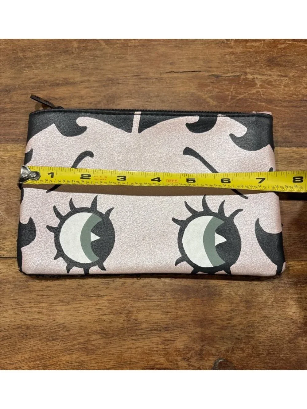 Betty Boop X Ipsy Black Sequin Makeup Bag  Pink Cartoon Eye Print & Zipper Heart